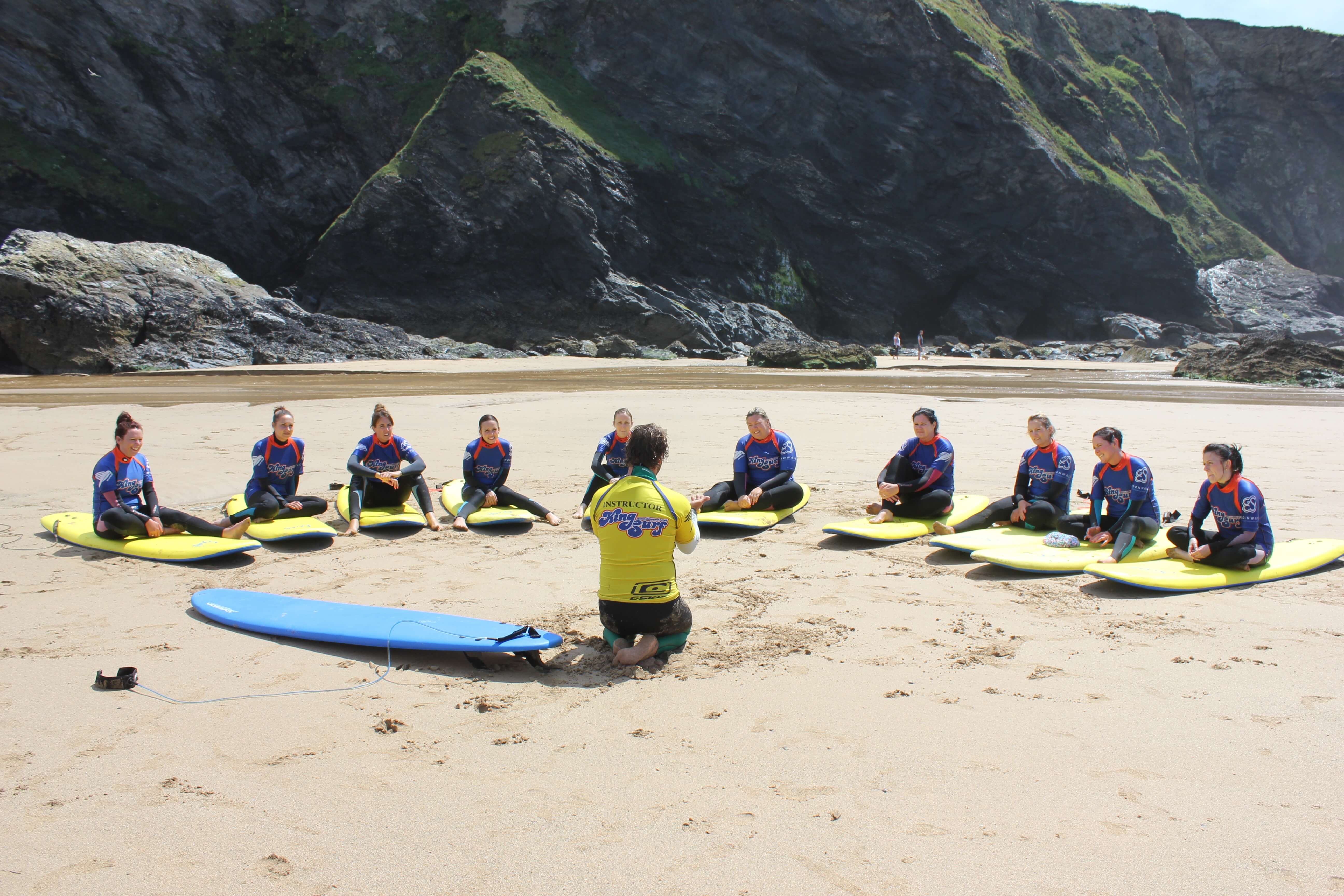 Group Surf Lessons in Mawgan Porth King Surf
